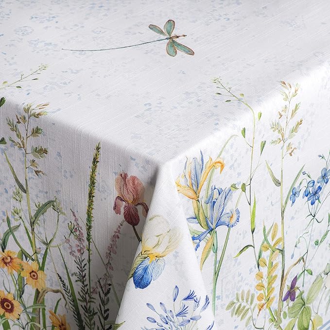 Maison d' Hermine Table Cloth Square Table 100% Cotton 54 x 54 Inches Tablecloth Reusable Decorative for Dining Room Farmhouse Home Valentines Day Decorations Spring Summer - Fleurs De Mai
