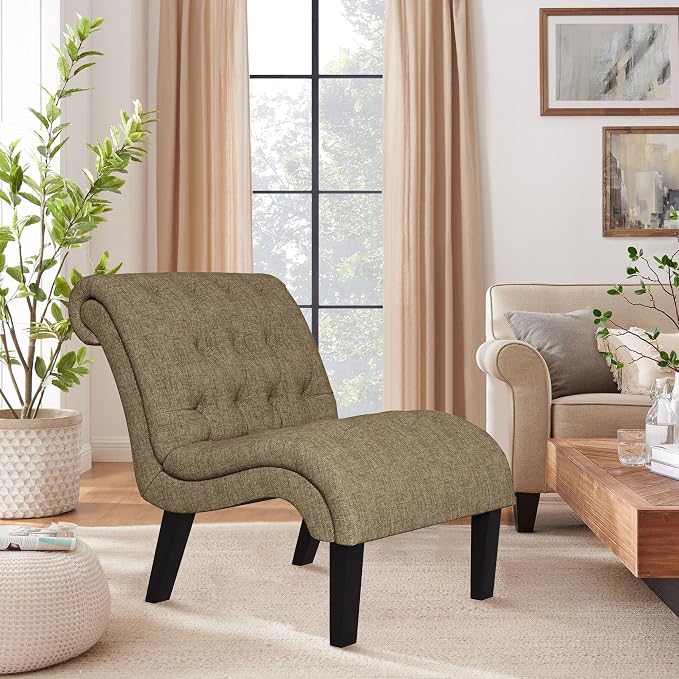Accent Chairs Set of 2 Modern Armless Living Room Bedroom Side Chairs Button Tufted Upholstered Leisure Chair with Wood Legs