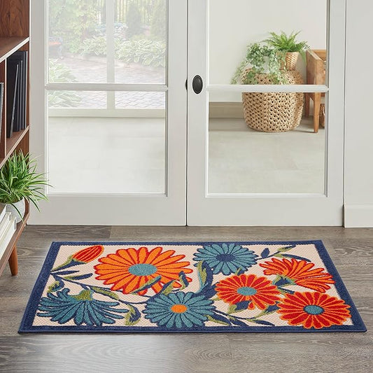 Nourison Home Aloha Multicolor 2'8" x 4' Area Rug - Easy Clean, Non Shedding, Bed Room, Living Room, Dining Room, Kitchen (3' x 4')