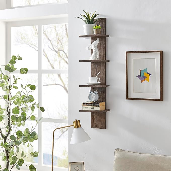 Danya B. Arica Utility Column 4-Tier Spine Wall Mount Shelves (Hickory)