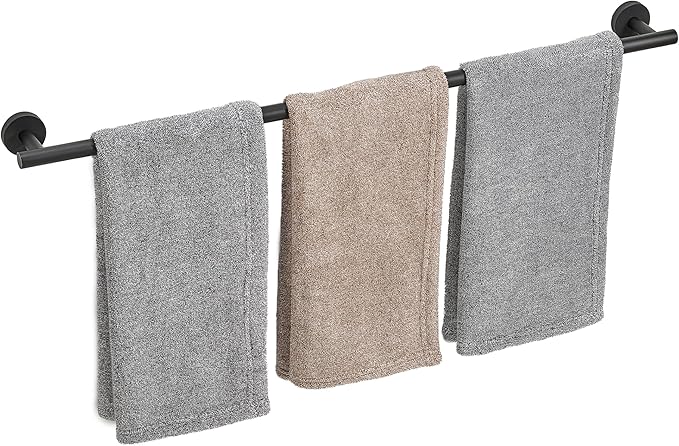 Matte Black Towel Bar, 30 Inch Towel Racks for Bathroom Wall Mounted, Thicken SUS304 Stainless Steel Heavy Duty Hand Towel Holder Organizer, Bathroom Accessories, Total Length 32.5 Inch