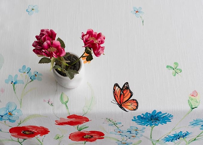 Maison d' Hermine Table Cloth Square Table 100% Cotton 54 x 54 Inches Tablecloth Reusable Decorative for Dining Room Farmhouse Home Valentines Day Decorations Spring Summer - Summer Whisper