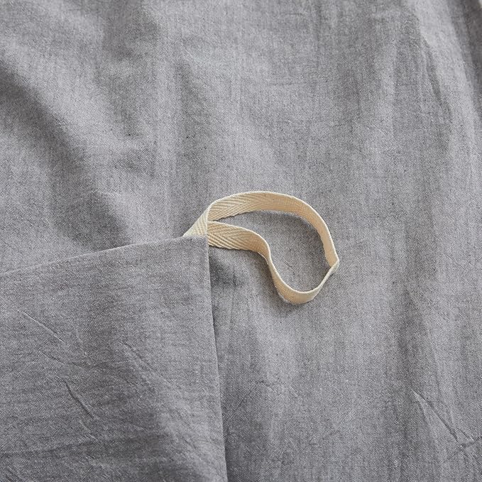 LOVQUE Light Grey Duvet Cover Full Size, 100% Washed Cotton Linen Like Bedding Set with Zipper Closure (No Comforter), 80x90 Inches