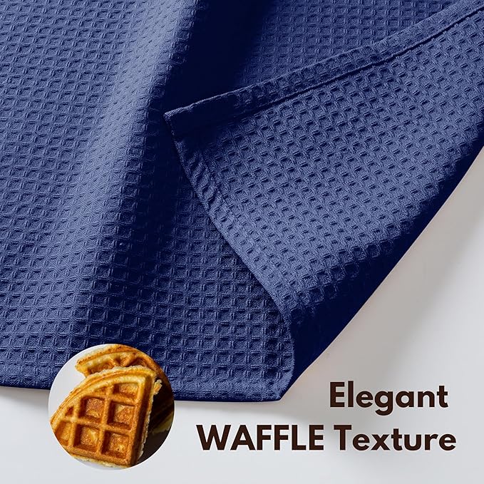 Native Fab 8-Piece Kitchen Towel Set, Includes 4 Dish Towels (16"x26") & 4 Dish Cloths (12"x12"), 100% Cotton, Absorbent & Durable, Ideal for Home & Kitchen Use - Indigo Blue