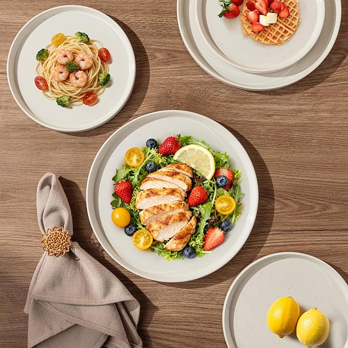 AmorArc Ceramic Dinnerware Set for 6 | Speckled Stoneware Plates and Bowls with Rustic Terracotta Underside| Scratch Resistant,Dishwasher & Microwave Safe Dishes Sets- 18pcs