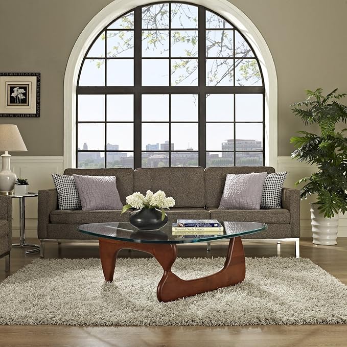 EMODERN FURNITURE eMod - Noguchi Triangle Coffee Table Glass Top (Cherry)