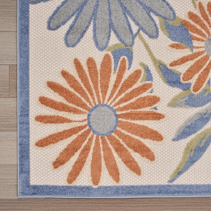 Nourison Home Aloha Beige Multicolor 3'6" x 5'6" Area Rug - Easy Clean, Non Shedding, Bed Room, Living Room, Dining Room, Kitchen (4' x 6')