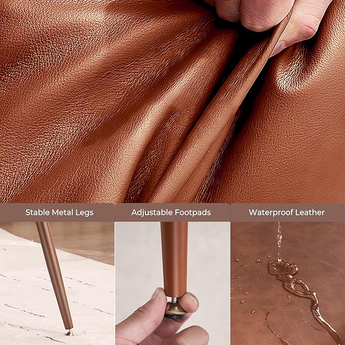 Kosydown PU Leather Accent Chair, High Back Wingback Chair, Comfortable Single Seating, Elegant Tufted Accent Chair for Living Room, Bedroom, Office, Reading Room, Brown