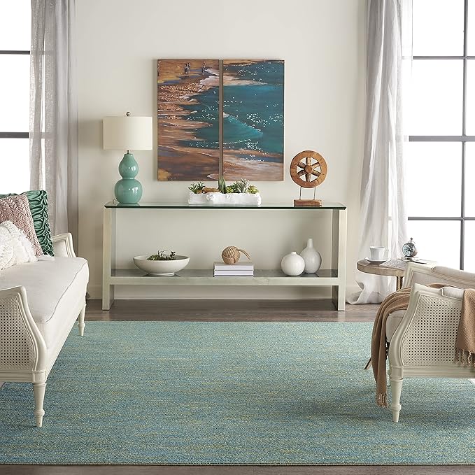Nourison Home Nourison Essentials Blue Green 10' x 14' Area Rug - Easy Clean, Non Shedding, Bed Room, Living Room, Dining Room, Kitchen (10' x 14')