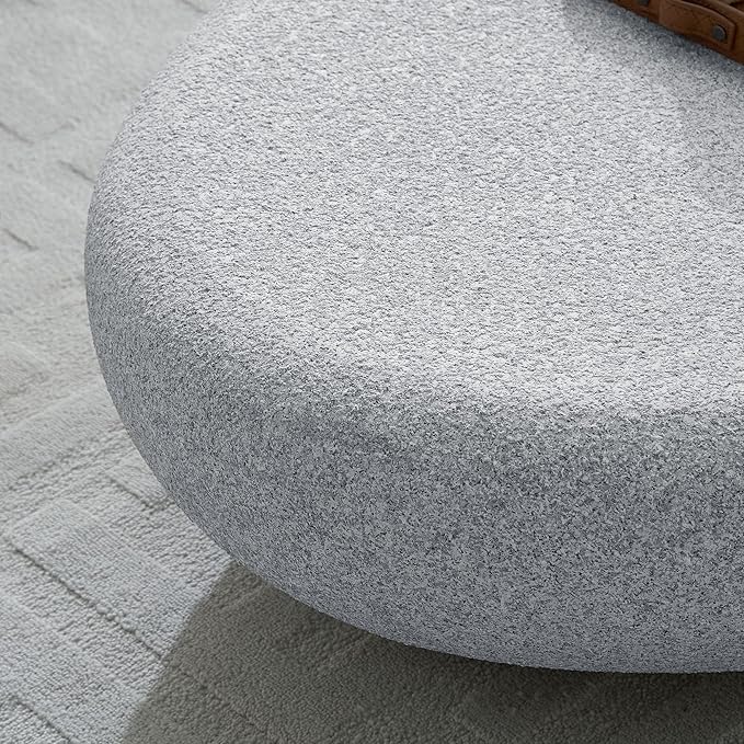 55" Coffee Table Irregular Fiberglass Matte Rock Center Table for Living Room Apartment, No Assembly