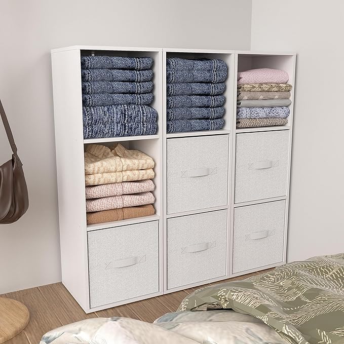3 Cube Storage Organizer, Cube Shelf，3 Tier Cube Low Bookcase Freestanding Storage Display Organizer, Three-Cubes Open Shelf Bookshelf for Home Office (White, 3-Cube)