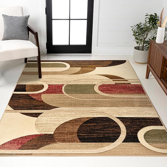 JONATHAN Y Abstract Arches Cream/Brown/Red Indoor Area Rug 8X10 ft, Tamara Retro for Living Room, Bedroom, Kitchen, Office, Easy-Cleaning, High Traffic, Pet-Friendly, Non-Shedding UNQ102A-8