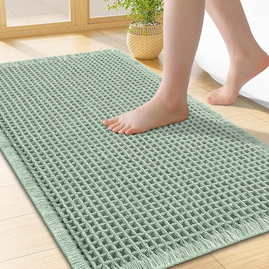Smiry Waffle Bath Mat 24x16, Extra Soft Absorbent Bathroom Rugs, Non Slip Machine Washable Quick Dry Bath Rugs for Bathroom Floor, Tub, Shower, Home Decor Accessories, Sage Green