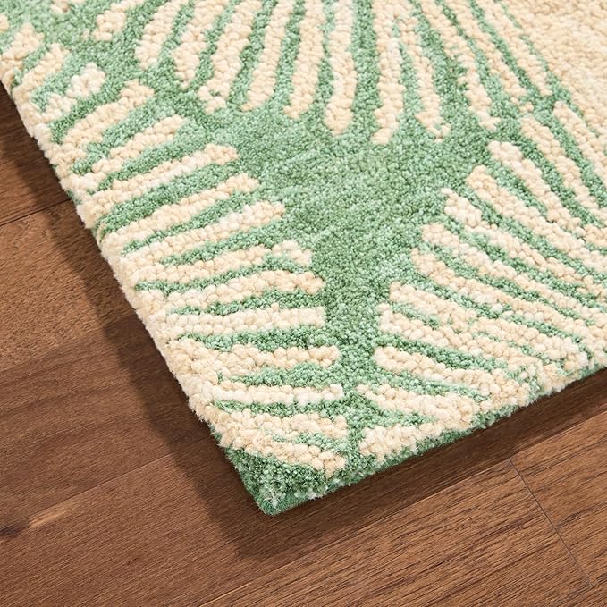 Nicole Miller New York Kendall Fluted Geo Handcrafted Area Rug, 100% Wool Rug, Green, 8'x10'
