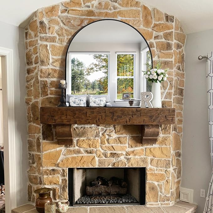 CIRCUMI Arched Wall Mirror, 42"x42" Black Arched Mirror with Tempered Glass, Metal Frame, Large Size for Entryway Table, Mantel,Living Room,Over Sink,Arch Mirror for Decor,Shatterproof&Crystal-Clear