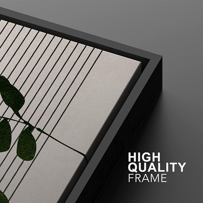 IDEA4WALL Framed Canvas Print Wall Art Set Mid-Century Geometric Forest Plant Leaf Nature Wilderness Illustrations Modern Art Rustic Decorative for Living Room, Bedroom, Office - 16"x24"x2 Black
