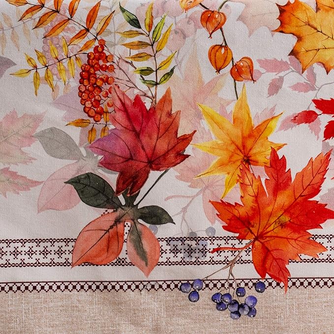 Maison d' Hermine Table Cloth Rectangle Table 100% Cotton 70 x 140 Inches Fall Tablecloth Reusable Everyday Use for Thanksgiving Christmas Decorations Dining Farmhouse Party (Amarante)