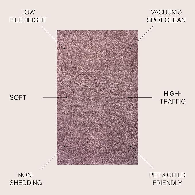 JONATHAN Y Haze Solid Low-Pile Light Purple 7x7 Square Indoor Area Rug, Coastal,Bohemian,Minimalist,Classic, Easy-Cleaning for Living Room,Bedroom,Kitchen,Pet Friendly,Non-Shedding (SEU100R-7SQ)