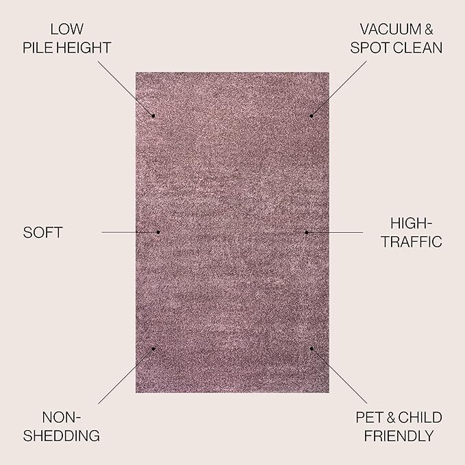 JONATHAN Y Haze Solid Low-Pile Light Purple 5x8 Oval Indoor Area Rug, Coastal,Bohemian,Minimalist,Classic, Easy-Cleaning for Living Room,Bedroom,Kitchen,Pet Friendly,Non-Shedding (SEU100R-5OV)