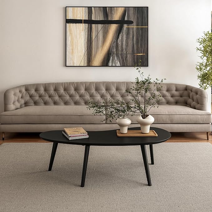 Camaflexi Mid Century Modern Abstract Shaped Coffee Table/Wood/Black Finish