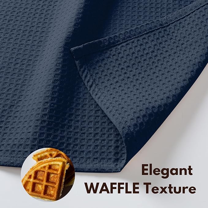 Native Fab 8 Piece Towel & Dish Cloth Set - 100% Cotton, Absorbent, Quick Drying, Durable Towels for Cleaning, Cooking, Baking - Great for Home, Kitchen, Bars & Everyday Use - Navy Blue