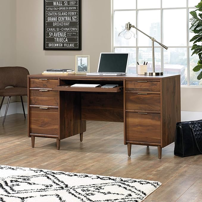 Sauder Clifford Place Executive Desk, in Grand Walnut finish
