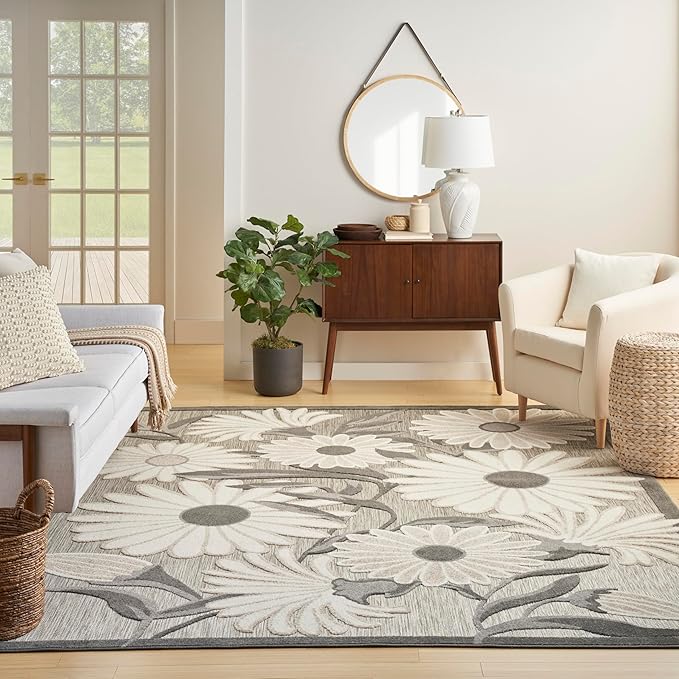Nourison Home Aloha Beige 7'10" x 10'6" Area Rug - Easy Clean, Non Shedding, Bed Room, Living Room, Dining Room, Kitchen (8' x 11')