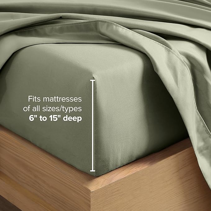 Bare Home Split California King Sheet Set - 1800 Ultra-Soft Microfiber Bed Sheets - Double Brushed - Deep Pockets - Easy Fit - 5 Piece Set - Bed Sheets (Split Cal King, Sage)
