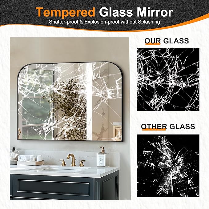 Delma Bathroom Vanity Mirror,30" x 40" Black Metal Framed Wall Mirror for Over Sink, Living Room, Bedroom,Entryway Decor