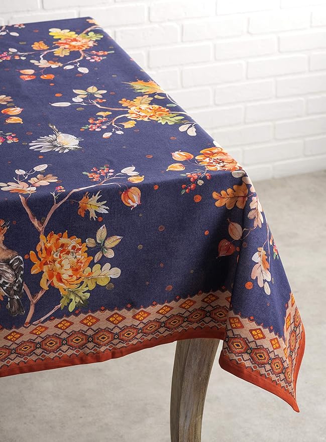 Maison d' Hermine Table Cloth Rectangle Table 100% Cotton 70 x 120 Inches Fall Tablecloth Reusable Everyday Use for Thanksgiving Christmas Decorations Dining Farmhouse Party (Kelim - Infinity)