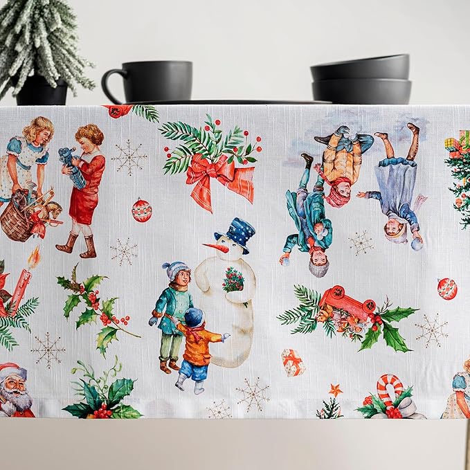 Maison d' Hermine Table Cloth Rectangle Table 100% Cotton 70 x 90 Inches Fall Tablecloth Reusable Everyday Use for Thanksgiving Christmas Decorations Dining Farmhouse Party (Chromo)