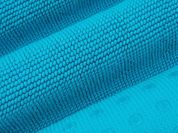 Cotton Paradise 100% Cotton Turkish Bathmat Rug, Soft Absorbent Quick Dry Non Slip, 20x34 Bathmat Rug, Ocean Aqua