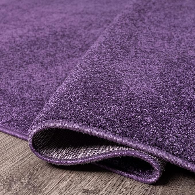 JONATHAN Y Haze Solid Low-Pile Purple 5x8 Oval Indoor Area Rug, Coastal,Bohemian,Minimalist,Classic, Easy-Cleaning for Living Room,Bedroom,Kitchen,Pet Friendly,Non-Shedding (SEU100N-5OV)