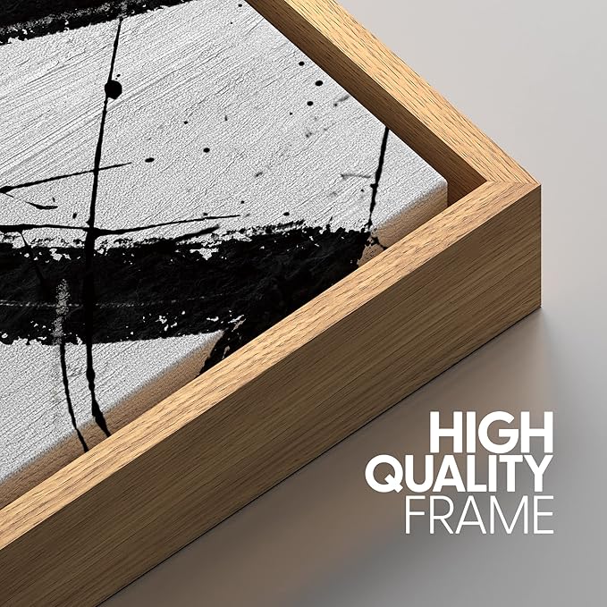 SIGNWIN Framed Canvas Print Wall Art Set Geometric Duotone Ring Landscape Graffiti & Street Art Abstract Illustrations Modern Art Nordic for Living Room, Bedroom, Office - 24"x36"x3 Natural