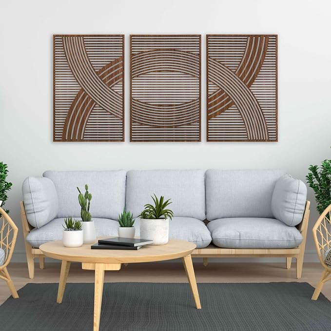 Wood Boho Wall Art, Large Mid Century Modern Wall Decor, Rustic Wooden Wall Art, Bohemian Wood Wall Hangings, Abstract Home Decor Gift