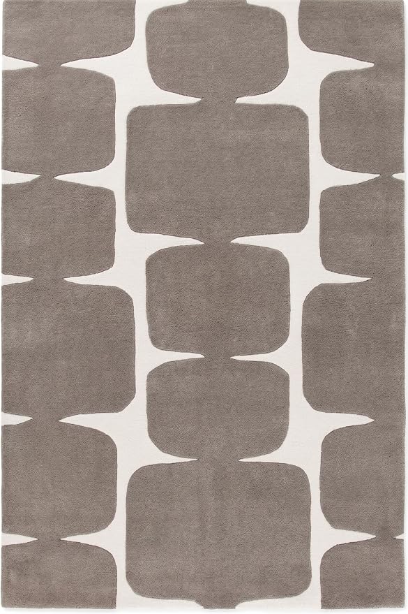 Restoration and Renovation Modern Wool Area Rug - Contemporary Abstract Geometric Design, Thick & Soft Hand-Tufted Carpet - Ideal for Indoor Decor in Living Room, Bedroom (Taupe, 4' x 6')