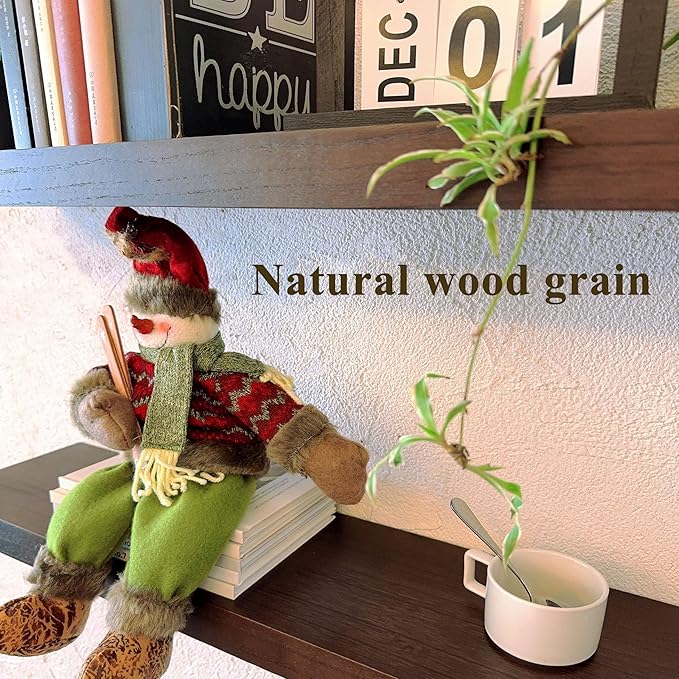 IEO Long Wooden Floating Shelves for Room Wall, Natural Wood Floating Shelves Wall Mounted Kitchen Shelf for Living Room, Bedroom, Kitchen,Bathroom, Storage (Walnut, 36in 2tier)
