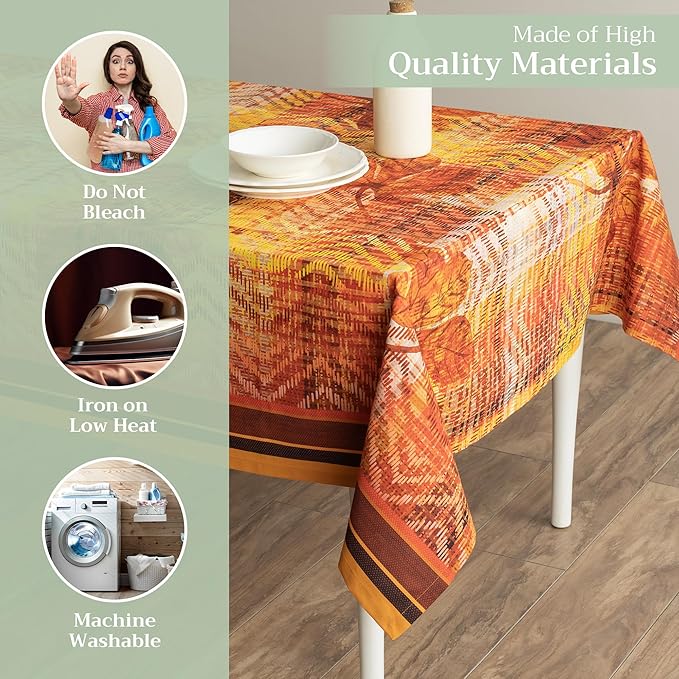 Maison d' Hermine Table Cloth Square Table 100% Cotton 54 x 54 Inches Fall Tablecloth Reusable Everyday Use for Thanksgiving Christmas Decorations Dining Farmhouse Party (Thanksgiving Tartan)