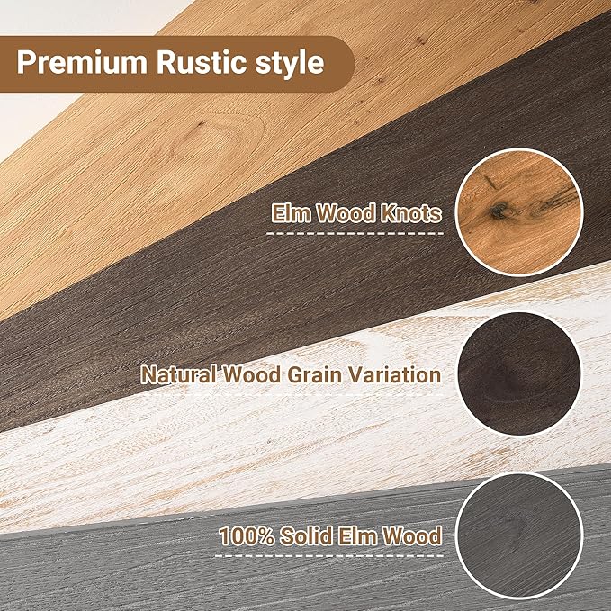 Vivelove Elm Wood Floating Shelves, Wooden Shelves for Wall with Invisible Bracket for Living Room Bedroom Bathroom Office Book, Rustic Farmhouse Display Shelf, 55 Inch Set of 1- Grey