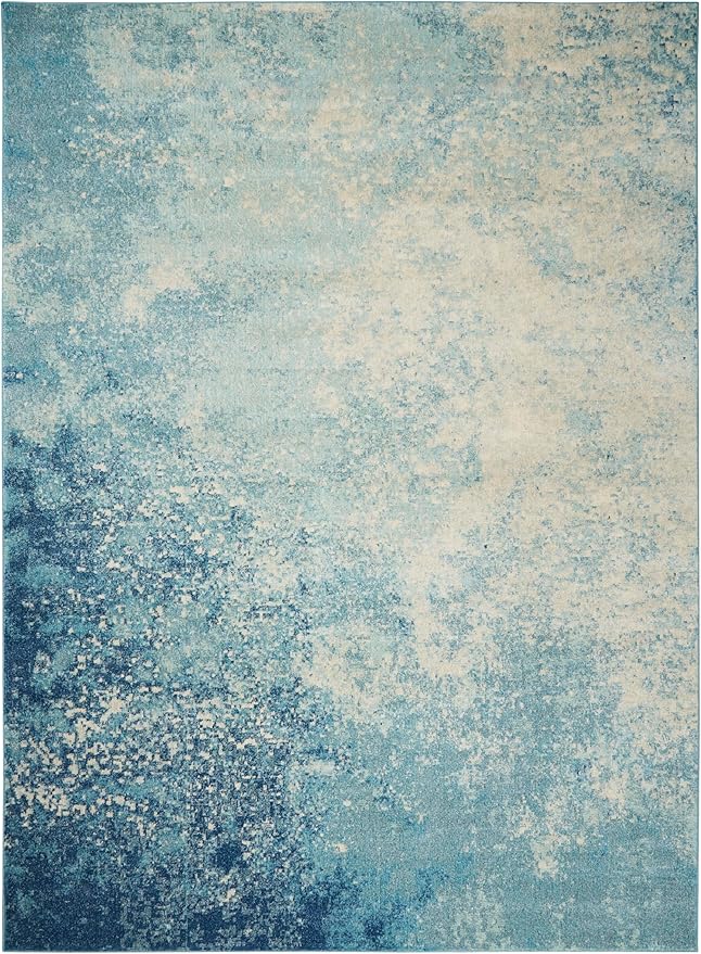 Nourison Home Passion Navy/Light Blue 9' x 12' Area-Rug, Modern, Abstract, Easy-Cleaning, Non Shedding, Bed Room, Living Room, Dining Room, Kitchen (9x12)