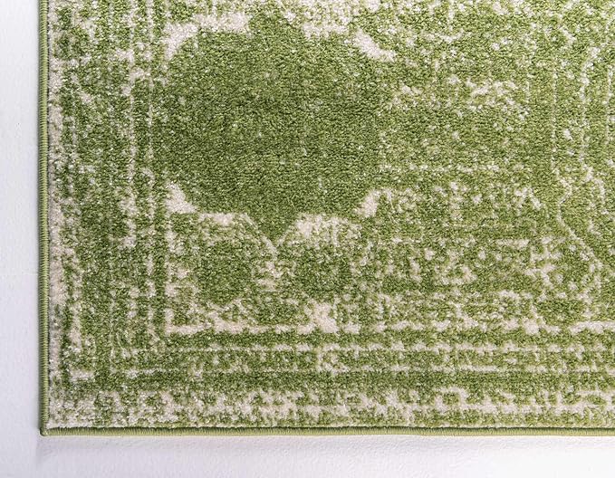 Unique Loom Bromley Collection Area Rug - Wells (7' 10" x 10' Rectangle, Green/ Ivory)