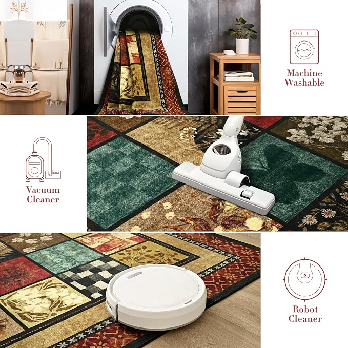 Tepook 4x6 Area Rugs for Living Room, Modern Large Geometric Rug for Bedroom, Washable Patchwork Rug Indoor Non Slip Throw Carpets for Dining Room Office Farmhouse Home Decor, Colorful