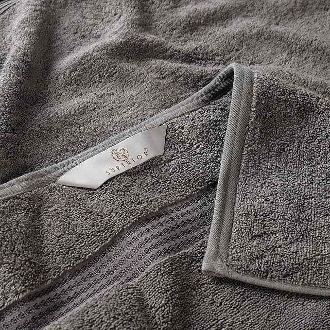 Superior Egyptian Cotton 3-Piece Towel Set, Assorted Towels for Home Bathroom, Master, Guest Bath, Decor Essentials, Includes 1 Bath, 1 Hand, 1 Face Towel/Washcloth, Quick Dry, Absorbent, Charcoal