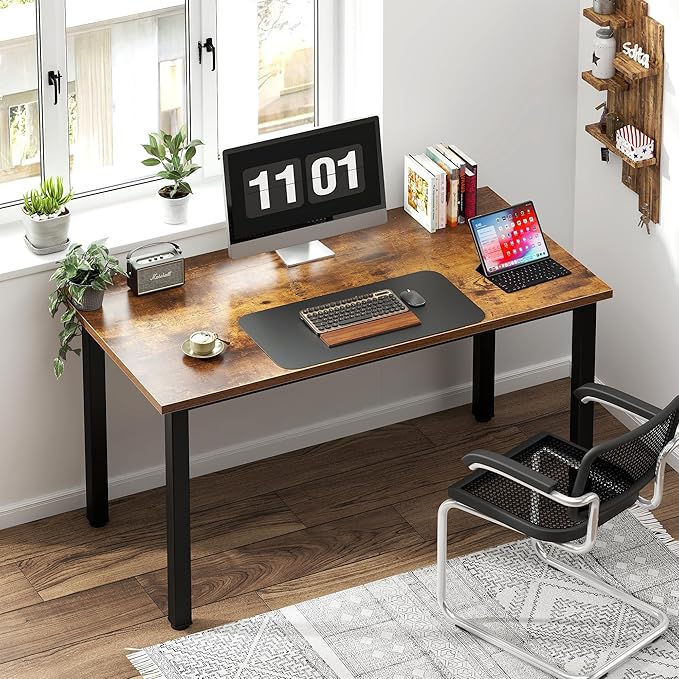 Need 47 Inch Heavy Duty Computer Desk, Industrial Writing Table with Sturdy Metal Frame, Workstation for Home Office, Gaming & Dual Monitor Setup, Easy Assembly