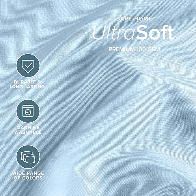 Bare Home Twin Sheet Set - 1800 Ultra-Soft Microfiber Twin Bed Sheets - Double Brushed - Deep Pockets - Easy Fit - 3 Piece Set - Bedding Sheets & Pillowcases (Twin, Light Blue)