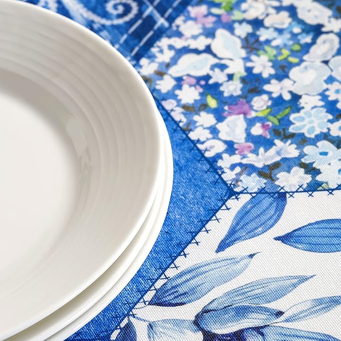 Maison d' Hermine Table Cloth Square Table 100% Cotton 60 x 60 Inches Tablecloth Reusable Decorative for Dining Room Farmhouse Home Valentines Day Decorations Spring Summer - Summer Blues