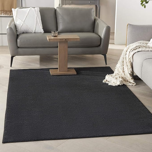Nourison Home Nourison Essentials Black 5' x 7' Area Rug - Easy Clean, Non Shedding, Bed Room, Living Room, Dining Room, Kitchen (5' x 7')