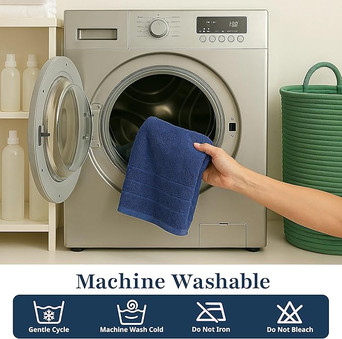 LANE LINEN Bath Hand Towels Pack of 4 (16"x28") - Turkish Hand Towel Set for Bathroom - Durable, Quick Dry, Soft & Highly Absorbent Long Lasting Hand Towel Set - Dorm Essentials for Boys - Navy Blue