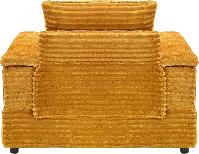 Eafurn 43.3" Oversized Accent Chaise Lounge Chair with Ottoman, Modern Corduroy Upholstered Convertible Recliner Armchair Sleeper Lounge Chair with Wood Frame for Living Room Apartment