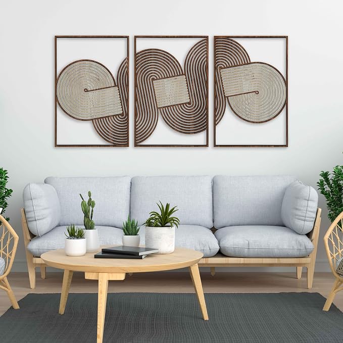 Rustic Wall Art featuring Modern Geometric Wooden Wall Decor, Mid Century Wood Wall Art, Endless Motion Wall Panels, Rustic Home Gift for Living Room and Bedroom